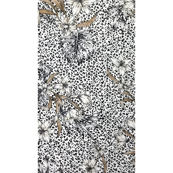 White House Black Market V Neck Top Medium Animal & Floral Print Ruffle Sleeves - Picture 3 of 7